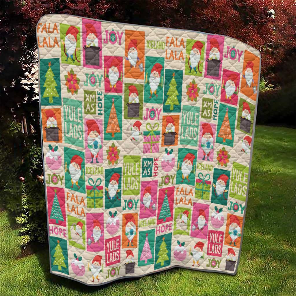 Cute Yule Lads Christmas Quilt Icelandic Jolasveinar Hippie Style - Wonder Print Shop