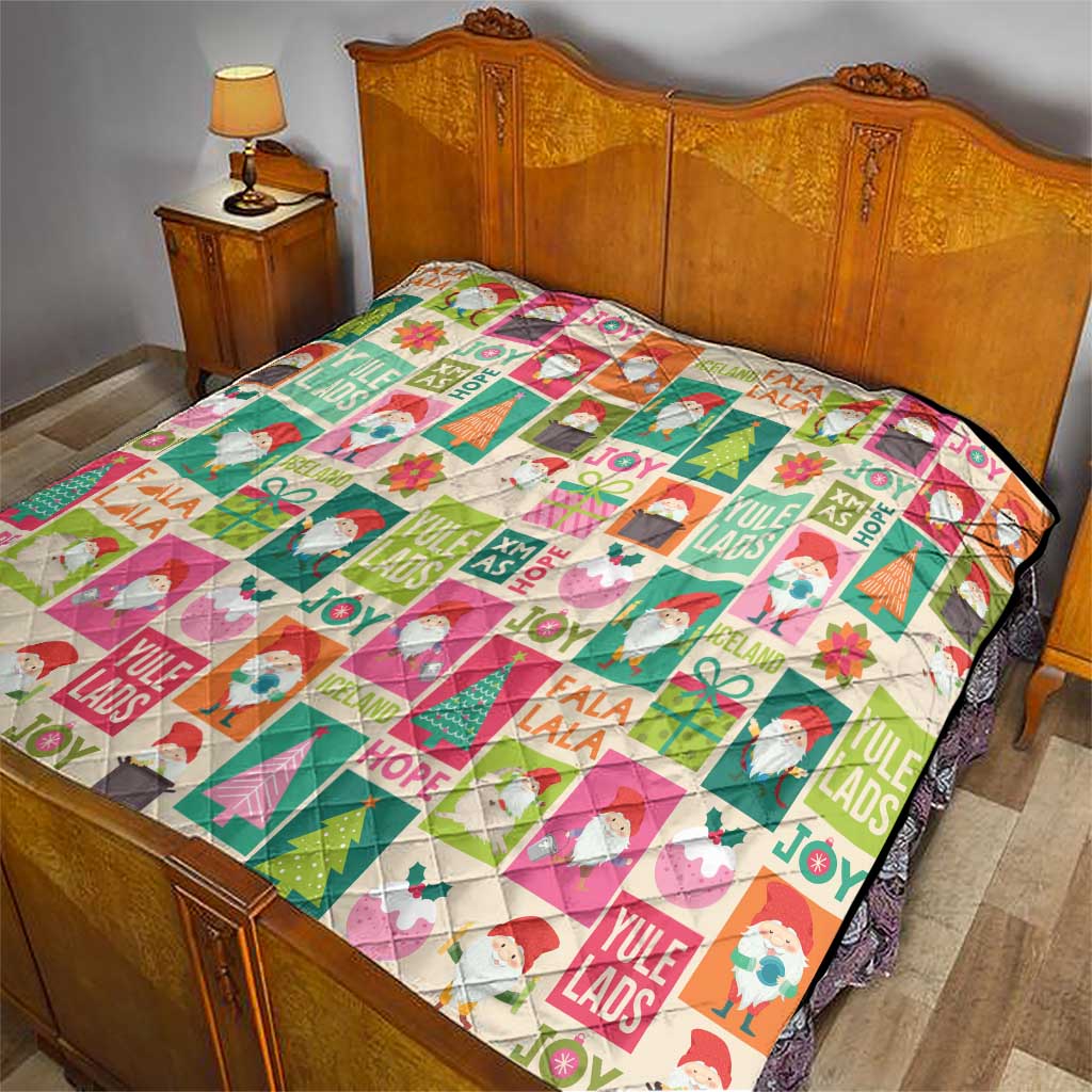 Cute Yule Lads Christmas Quilt Icelandic Jolasveinar Hippie Style - Wonder Print Shop