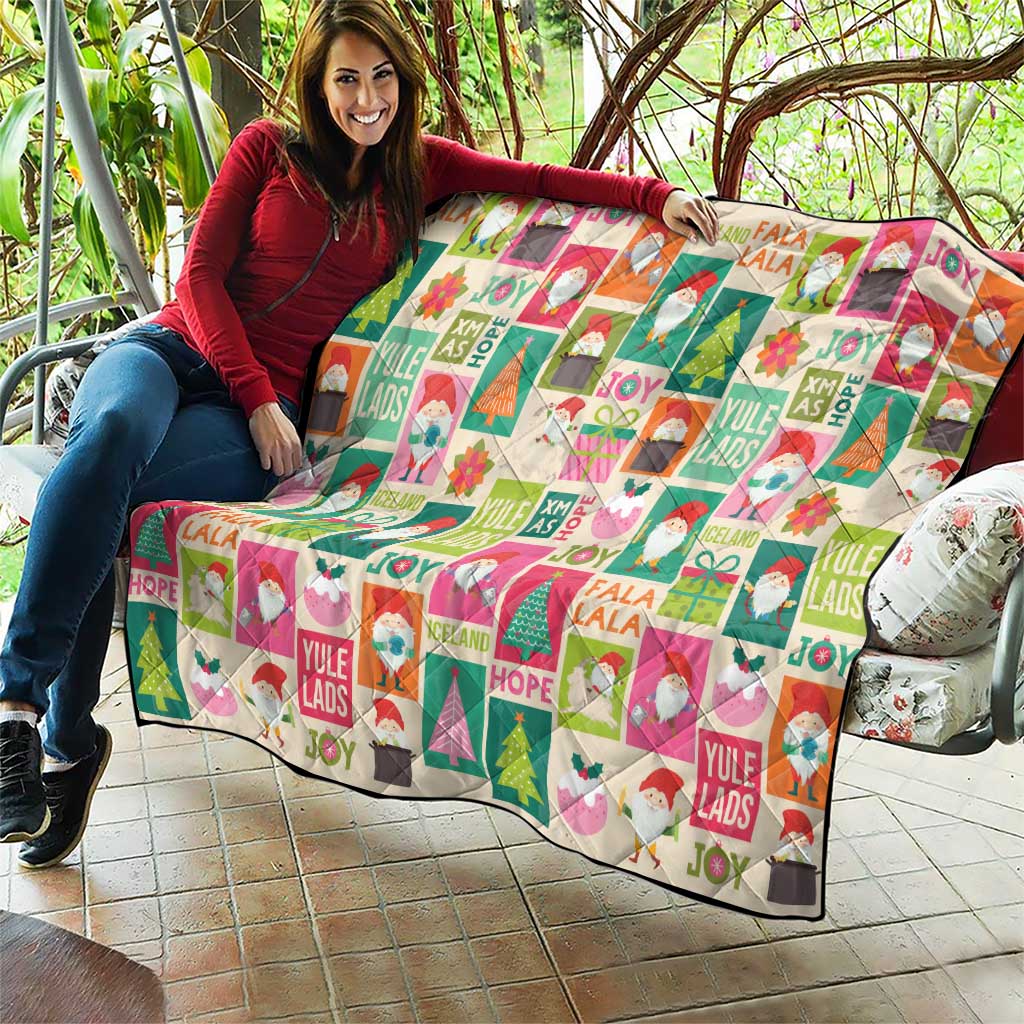 Cute Yule Lads Christmas Quilt Icelandic Jolasveinar Hippie Style - Wonder Print Shop