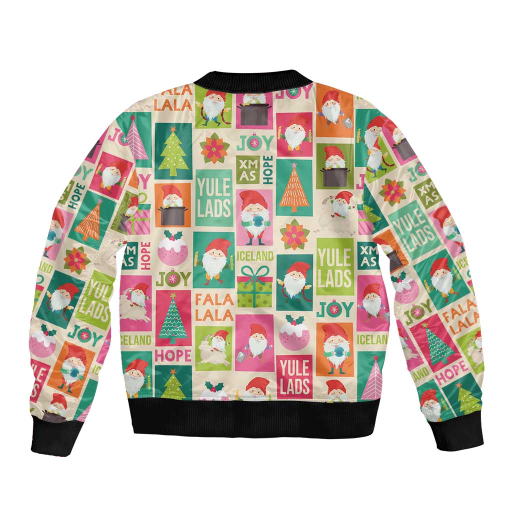 Cute Yule Lads Christmas Sleeve Zip Bomber Jacket Icelandic Jolasveinar Hippie Style - Wonder Print Shop