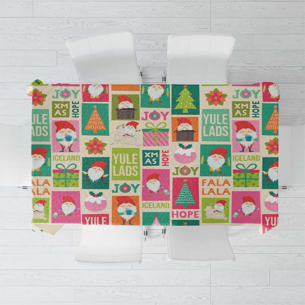 Cute Yule Lads Christmas Tablecloth Icelandic Jolasveinar Hippie Style - Wonder Print Shop