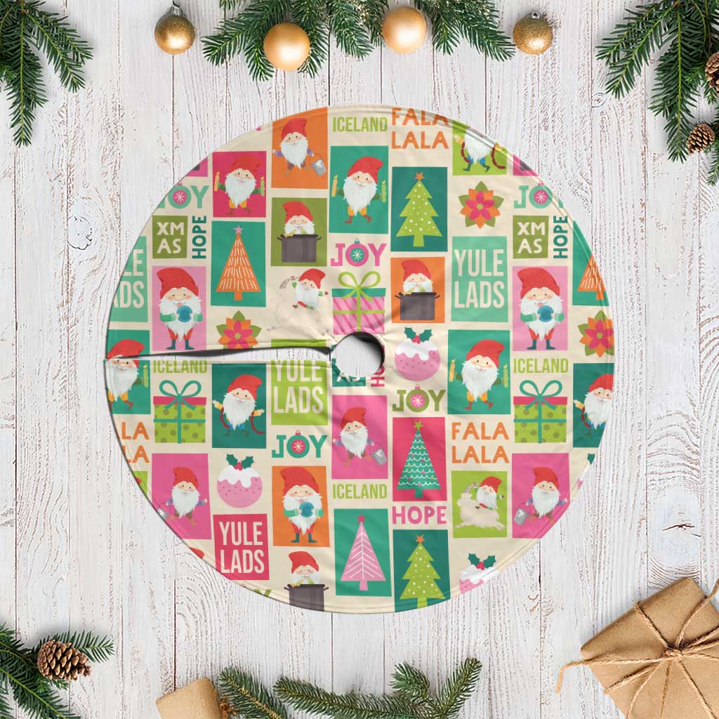 Cute Yule Lads Christmas Tree Skirt Icelandic Jolasveinar Hippie Style - Wonder Print Shop