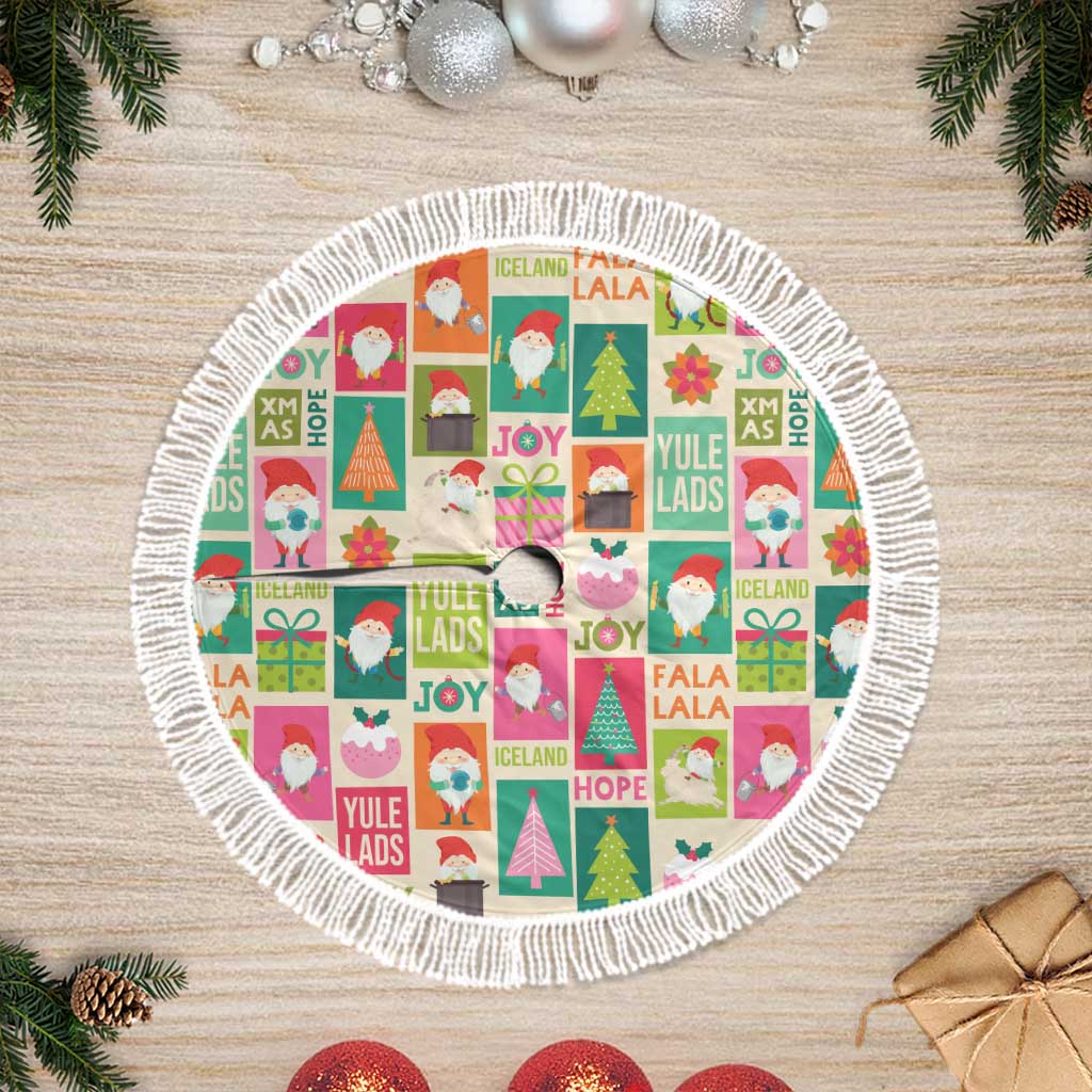 Cute Yule Lads Christmas Tree Skirt Icelandic Jolasveinar Hippie Style - Wonder Print Shop
