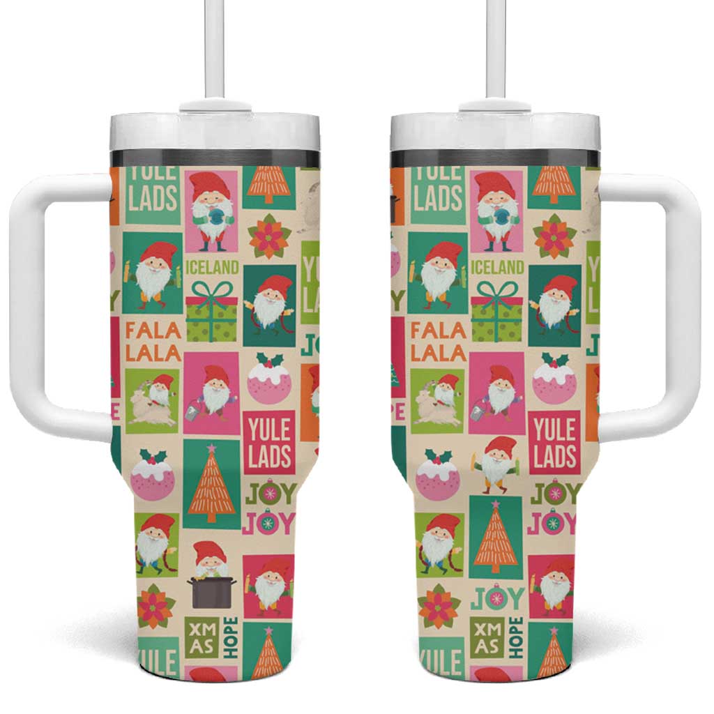 Cute Yule Lads Christmas Tumbler With Handle Icelandic Jolasveinar Hippie Style - Wonder Print Shop