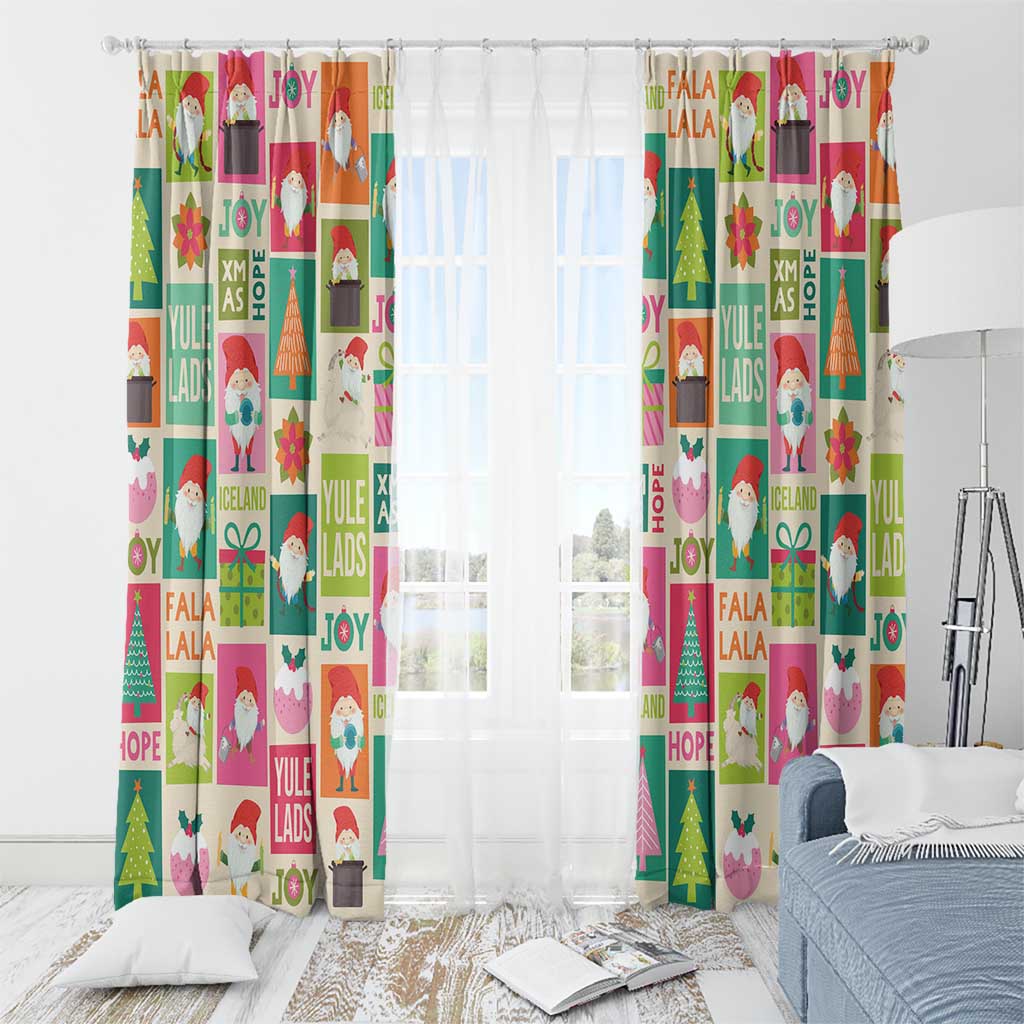 Cute Yule Lads Christmas Window Curtain Icelandic Jolasveinar Hippie Style - Wonder Print Shop