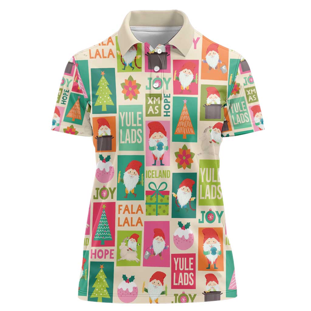 Cute Yule Lads Christmas Women Polo Shirt Icelandic Jolasveinar Hippie Style - Wonder Print Shop