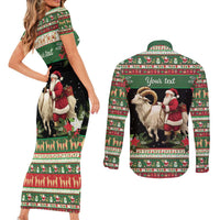 Yule Goat Personalized Couples Matching Short Sleeve Bodycon Dress and Long Sleeve Button Shirt Scandanavian Mythology LT9 - Wonder Print Shop