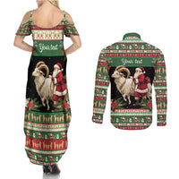 Yule Goat Personalized Couples Matching Summer Maxi Dress and Long Sleeve Button Shirt Scandanavian Mythology LT9 - Wonder Print Shop