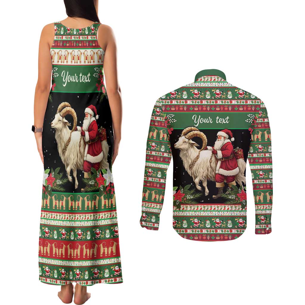 Yule Goat Personalized Couples Matching Tank Maxi Dress and Long Sleeve Button Shirt Scandanavian Mythology LT9 - Wonder Print Shop