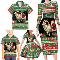 Yule Goat Personalized Family Matching Long Sleeve Bodycon Dress and Hawaiian Shirt Scandanavian Mythology LT9 - Wonder Print Shop