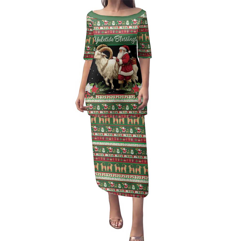 Yule Goat Personalized Family Matching Puletasi and Hawaiian Shirt Scandanavian Mythology - Wonder Print Shop