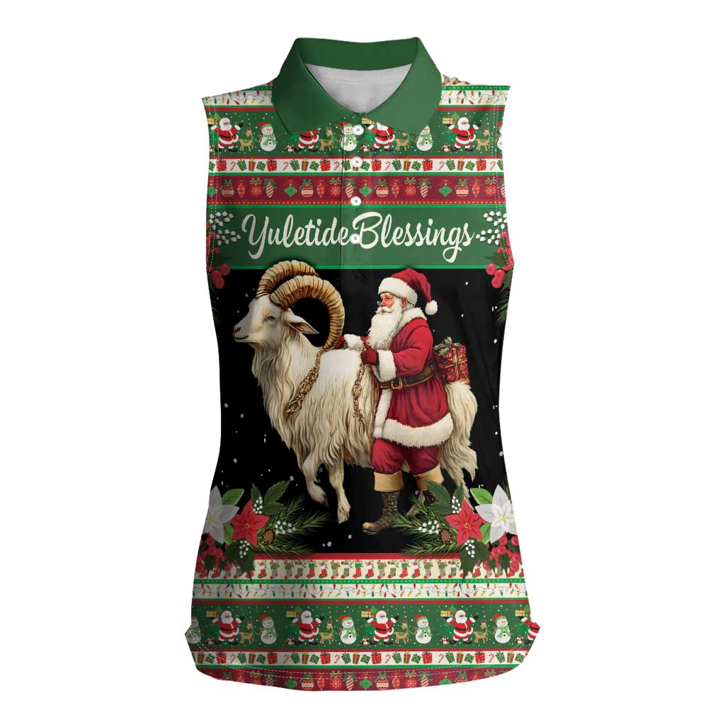Yule Goat Personalized Women Sleeveless Polo Shirt Scandanavian Mythology - Wonder Print Shop