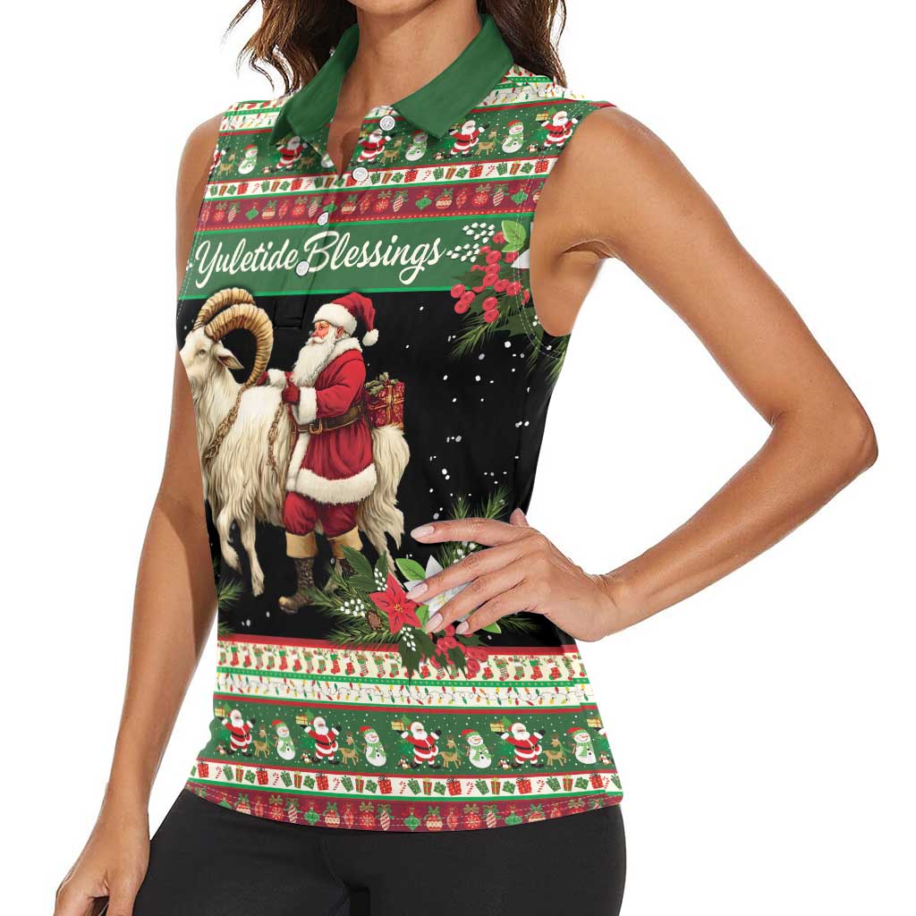 Yule Goat Personalized Women Sleeveless Polo Shirt Scandanavian Mythology - Wonder Print Shop
