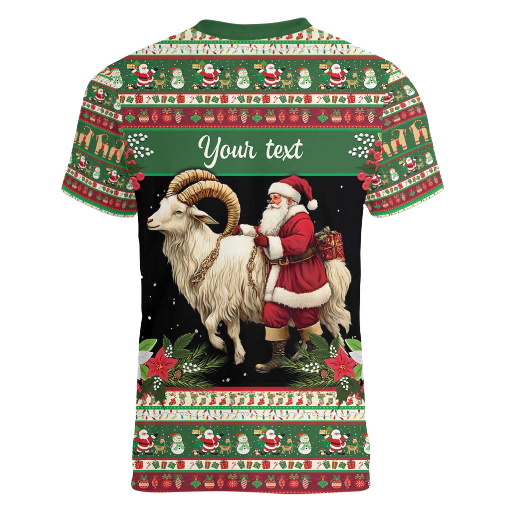 Yule Goat Personalized Women V-Neck T-Shirt Scandanavian Mythology - Wonder Print Shop