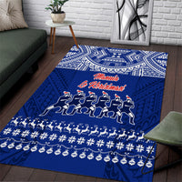 Toa Samoa Christmas Area Rug Samoa Siva Tau Manuia Le Kerisimasi Blue Vibe LT9 - Wonder Print Shop