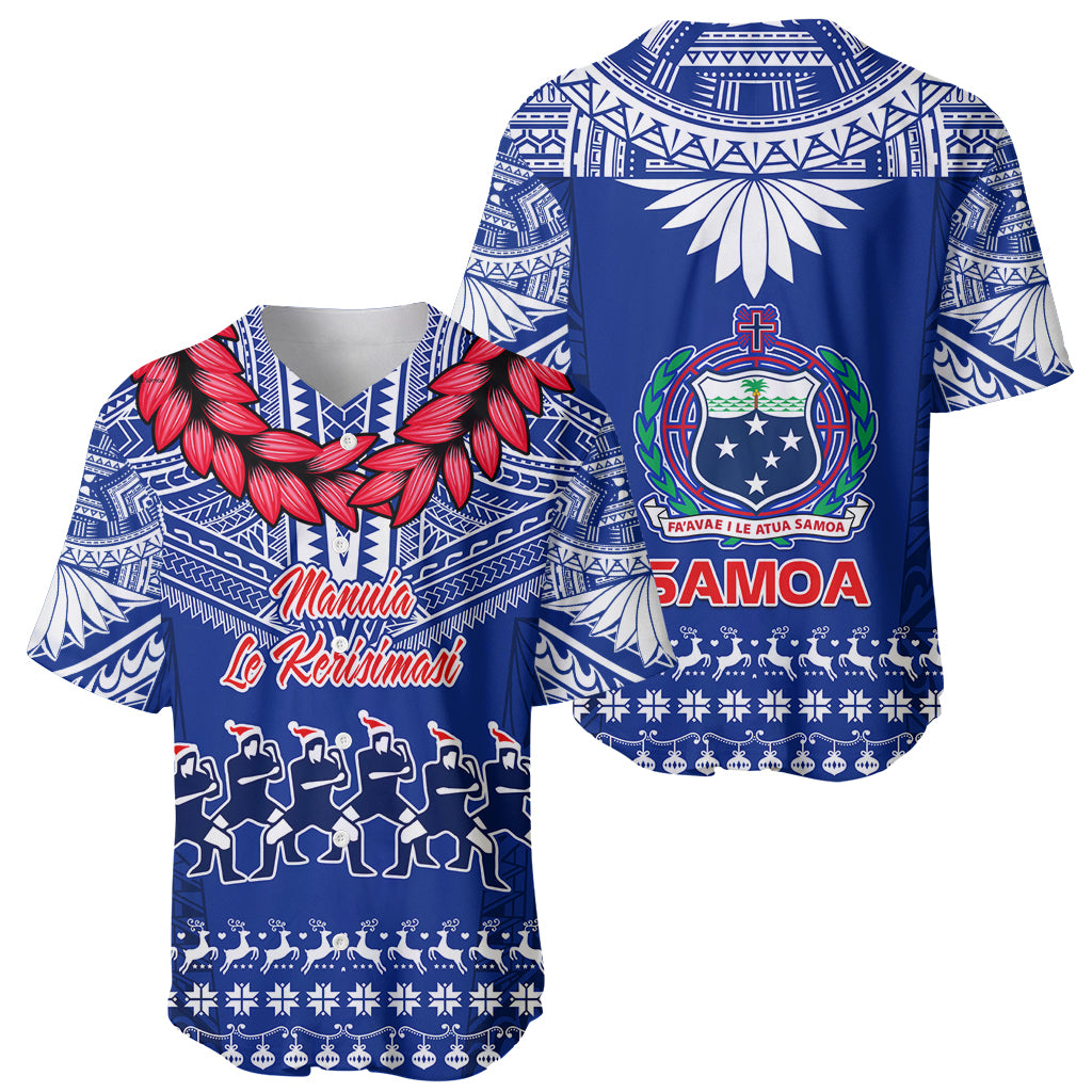 Toa Samoa Christmas Baseball Jersey Samoa Siva Tau Manuia Le Kerisimasi Blue Vibe LT9 - Wonder Print Shop