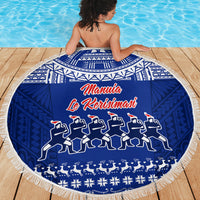 Toa Samoa Christmas Beach Blanket Samoa Siva Tau Manuia Le Kerisimasi Blue Vibe LT9 - Wonder Print Shop