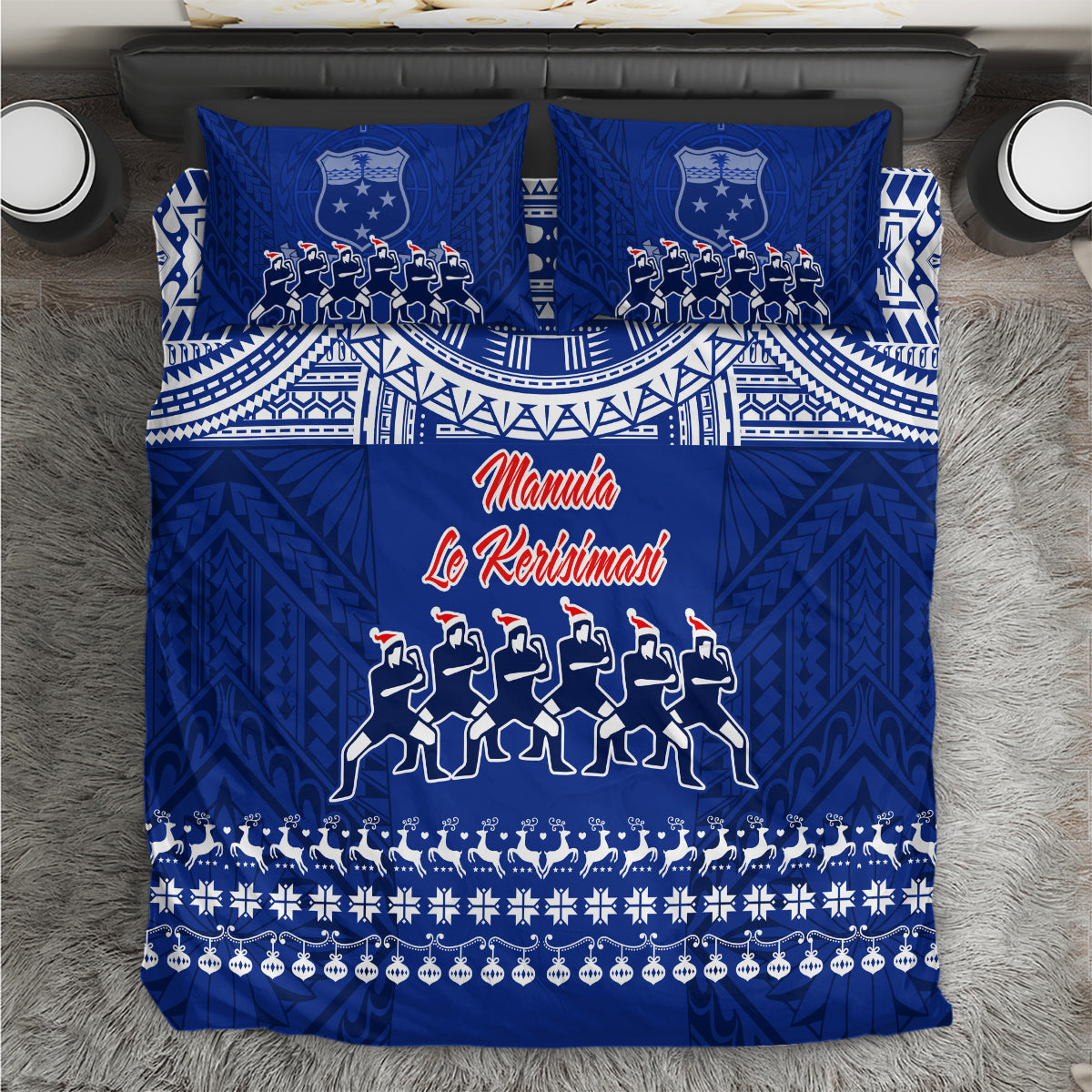 Toa Samoa Christmas Bedding Set Samoa Siva Tau Manuia Le Kerisimasi Blue Vibe LT9 - Wonder Print Shop