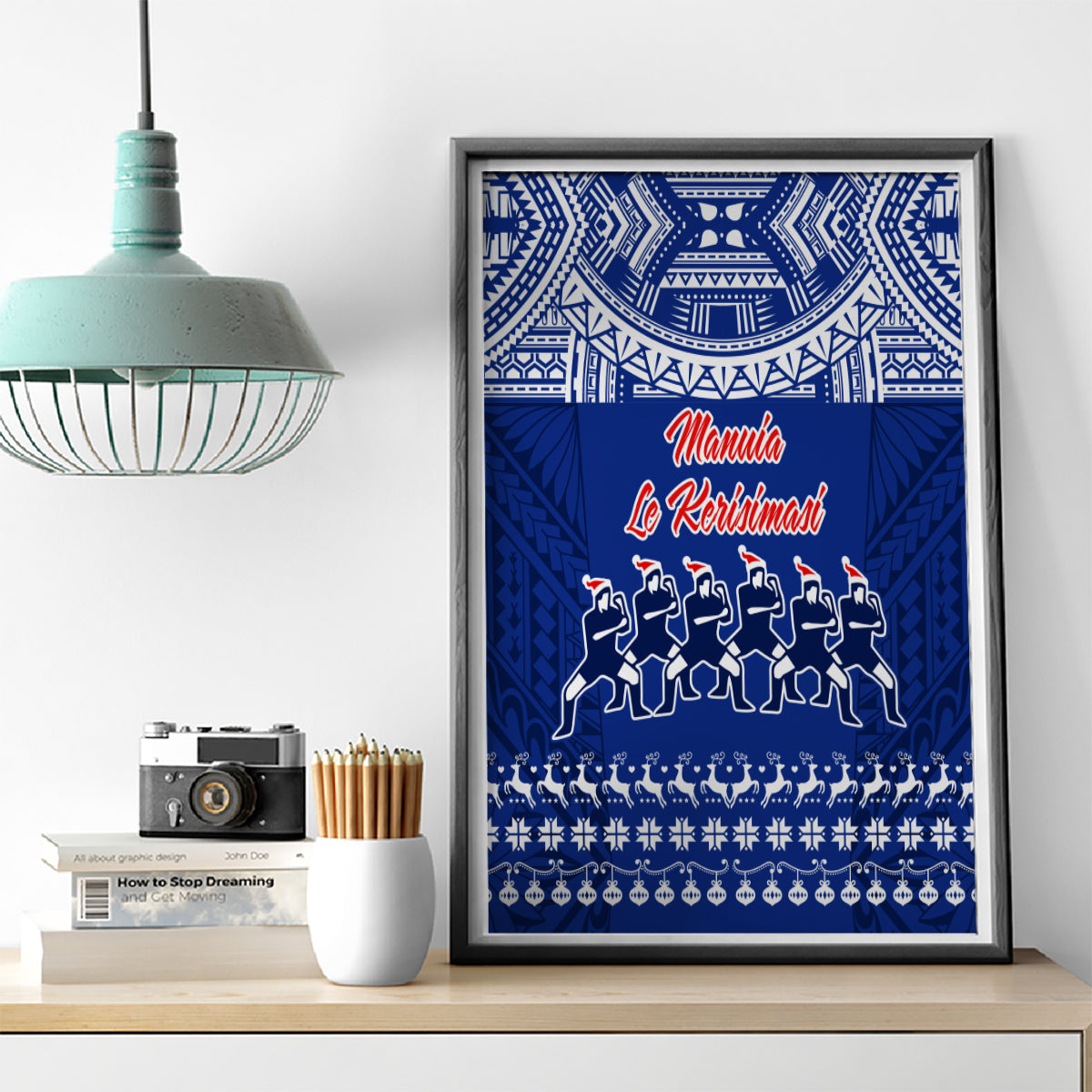 Toa Samoa Christmas Canvas Wall Art Samoa Siva Tau Manuia Le Kerisimasi Blue Vibe LT9 - Wonder Print Shop