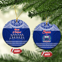 Toa Samoa Christmas Ceramic Ornament Samoa Siva Tau Manuia Le Kerisimasi Blue Vibe LT9 - Wonder Print Shop