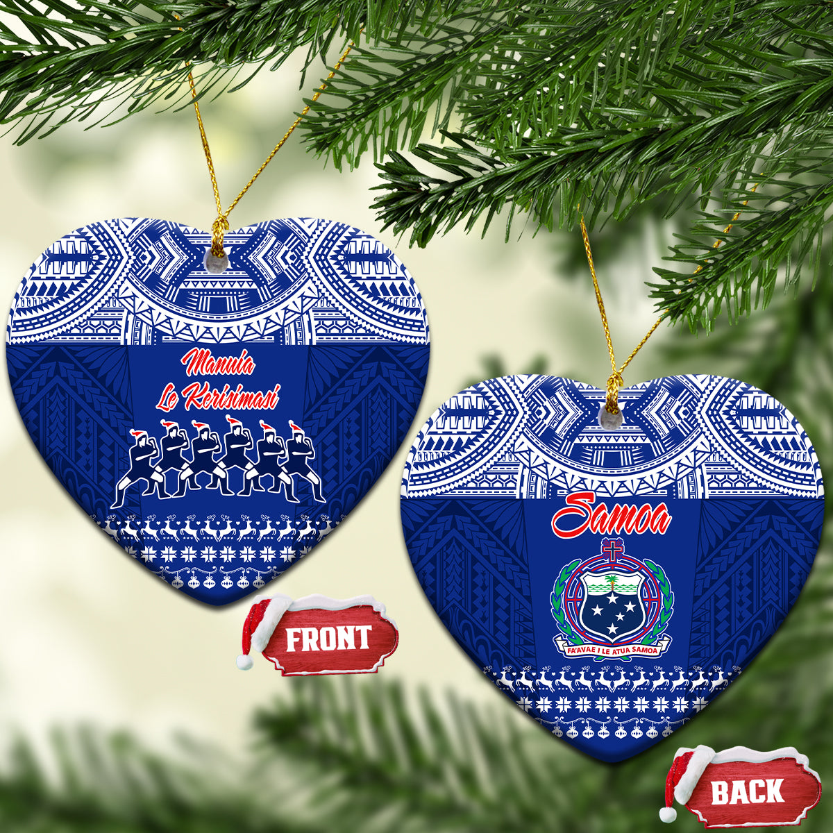 Toa Samoa Christmas Ceramic Ornament Samoa Siva Tau Manuia Le Kerisimasi Blue Vibe LT9 - Wonder Print Shop