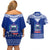 Toa Samoa Christmas Couples Matching Off Shoulder Short Dress and Hawaiian Shirt Samoa Siva Tau Manuia Le Kerisimasi Blue Vibe LT9 - Wonder Print Shop