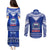 Toa Samoa Christmas Couples Matching Puletasi Dress and Long Sleeve Button Shirt Samoa Siva Tau Manuia Le Kerisimasi Blue Vibe LT9 - Wonder Print Shop