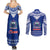 Toa Samoa Christmas Couples Matching Summer Maxi Dress and Long Sleeve Button Shirt Samoa Siva Tau Manuia Le Kerisimasi Blue Vibe LT9 - Wonder Print Shop