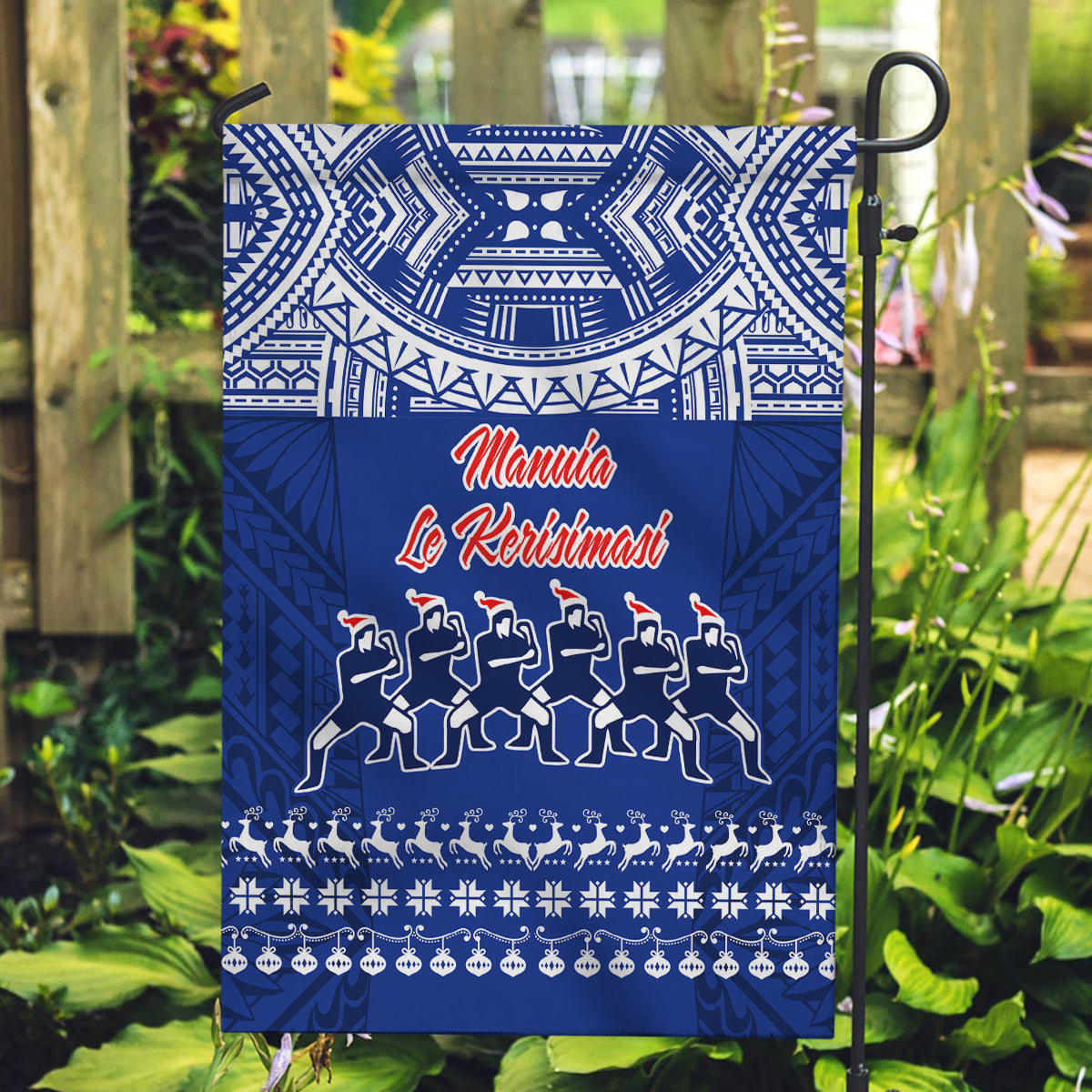 Toa Samoa Christmas Garden Flag Samoa Siva Tau Manuia Le Kerisimasi Blue Vibe - Wonder Print Shop