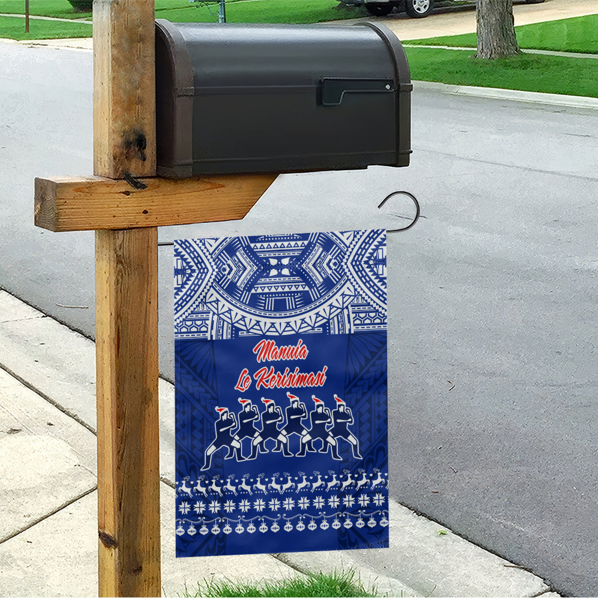 Toa Samoa Christmas Garden Flag Samoa Siva Tau Manuia Le Kerisimasi Blue Vibe - Wonder Print Shop