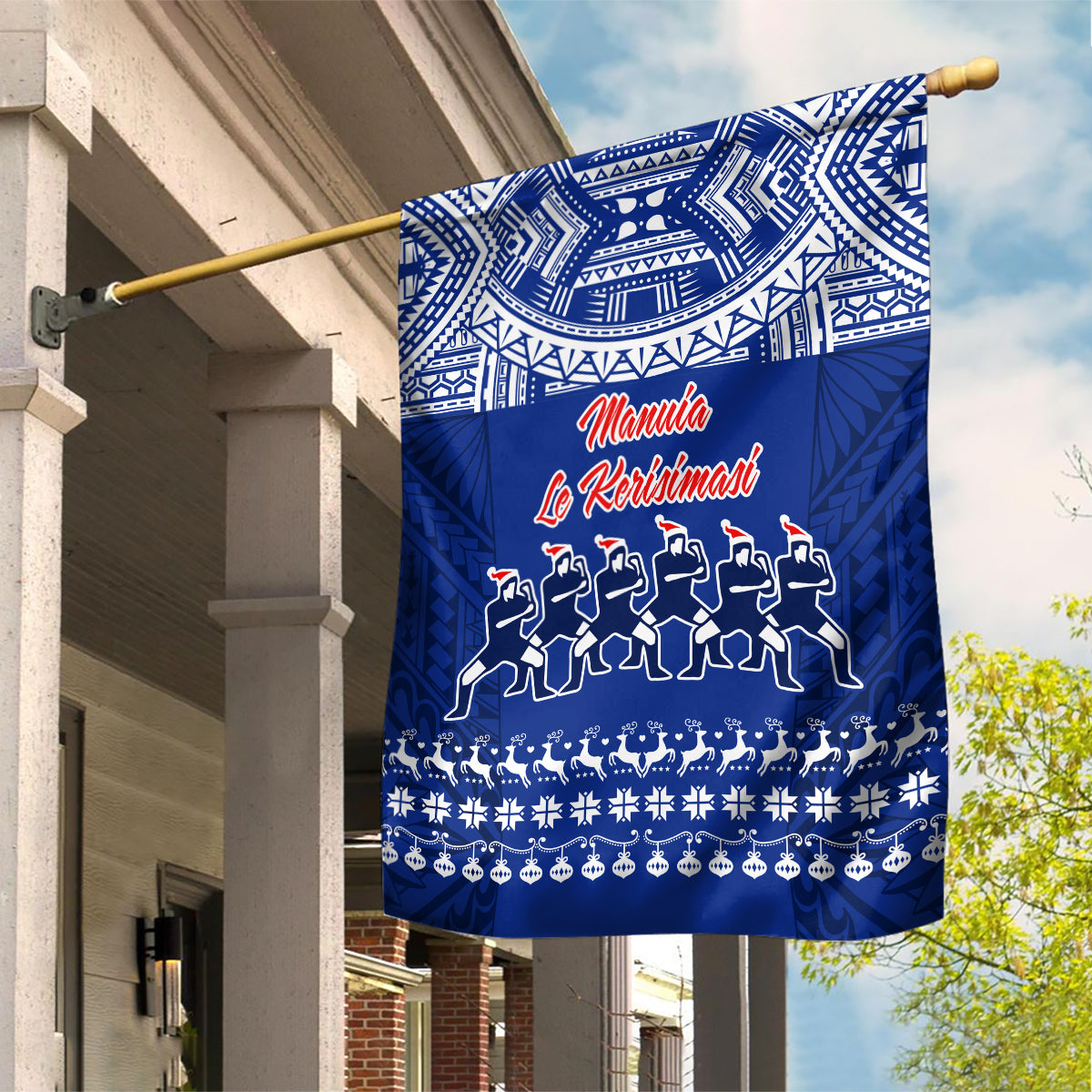 Toa Samoa Christmas Garden Flag Samoa Siva Tau Manuia Le Kerisimasi Blue Vibe - Wonder Print Shop