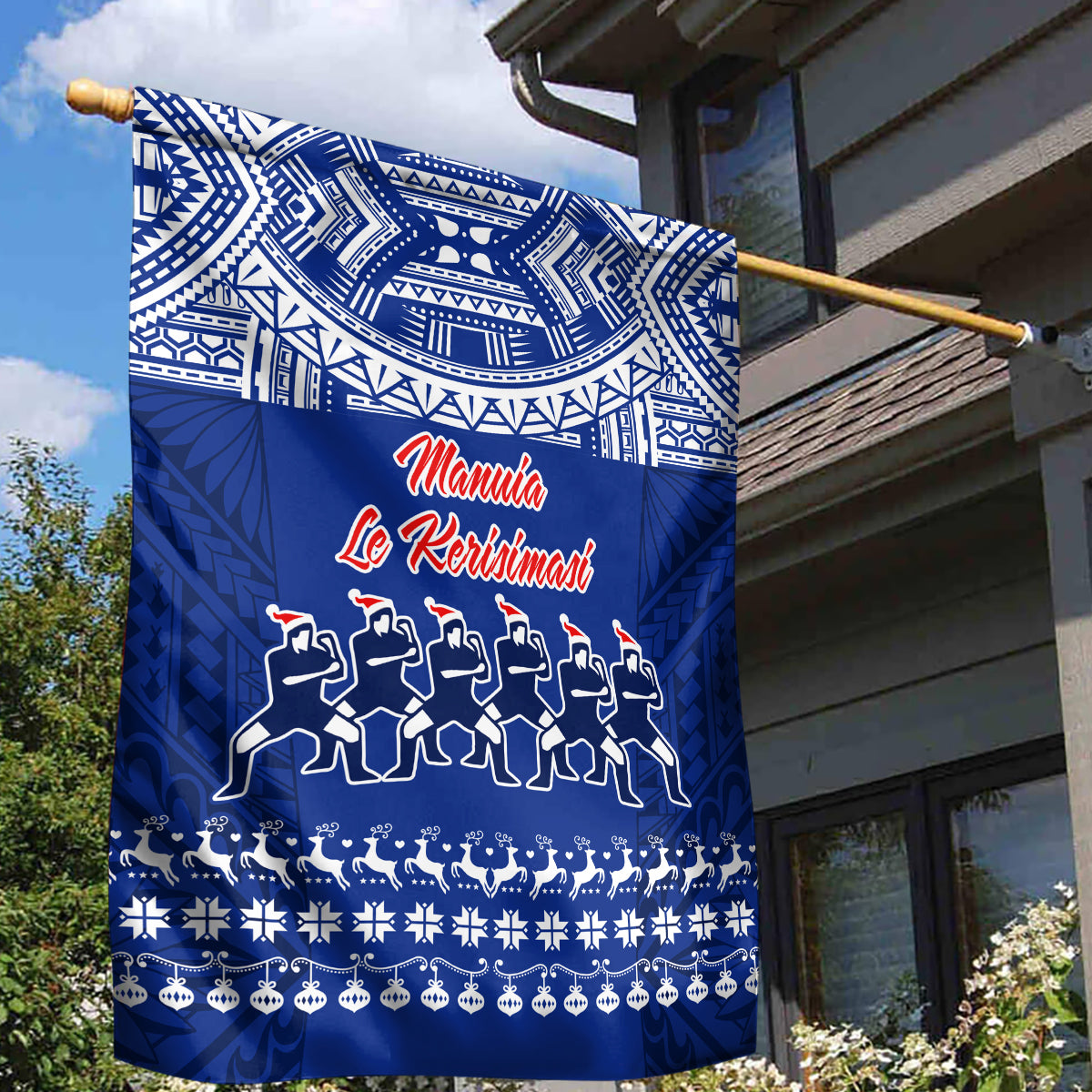 Toa Samoa Christmas Garden Flag Samoa Siva Tau Manuia Le Kerisimasi Blue Vibe - Wonder Print Shop