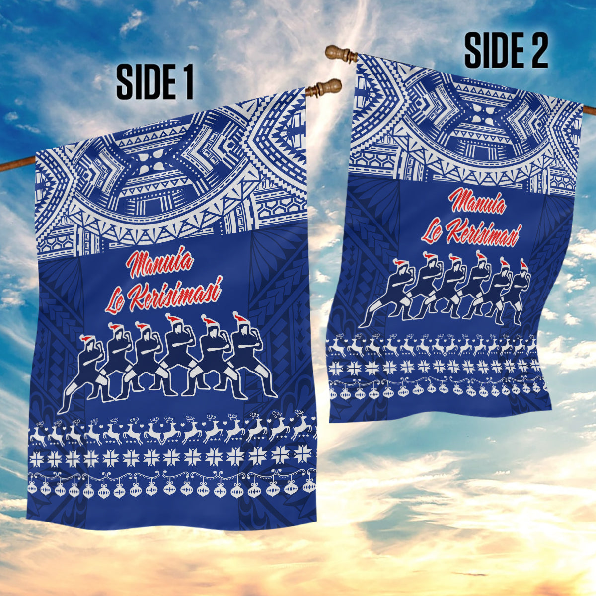 Toa Samoa Christmas Garden Flag Samoa Siva Tau Manuia Le Kerisimasi Blue Vibe - Wonder Print Shop