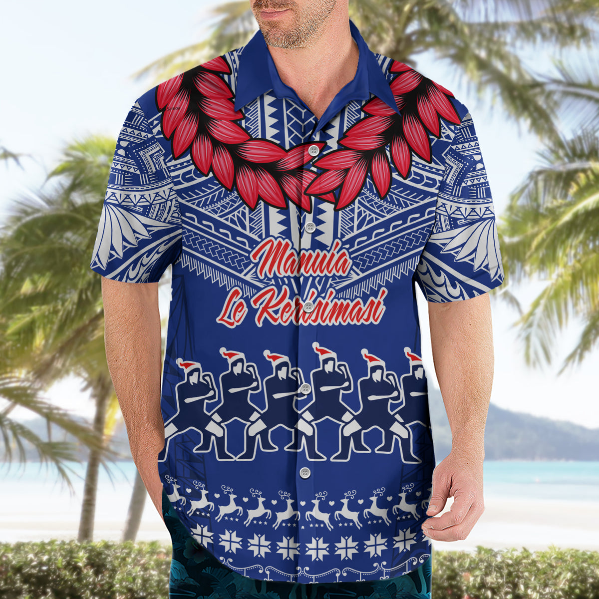 Toa Samoa Christmas Hawaiian Shirt Samoa Siva Tau Manuia Le Kerisimasi Blue Vibe - Wonder Print Shop