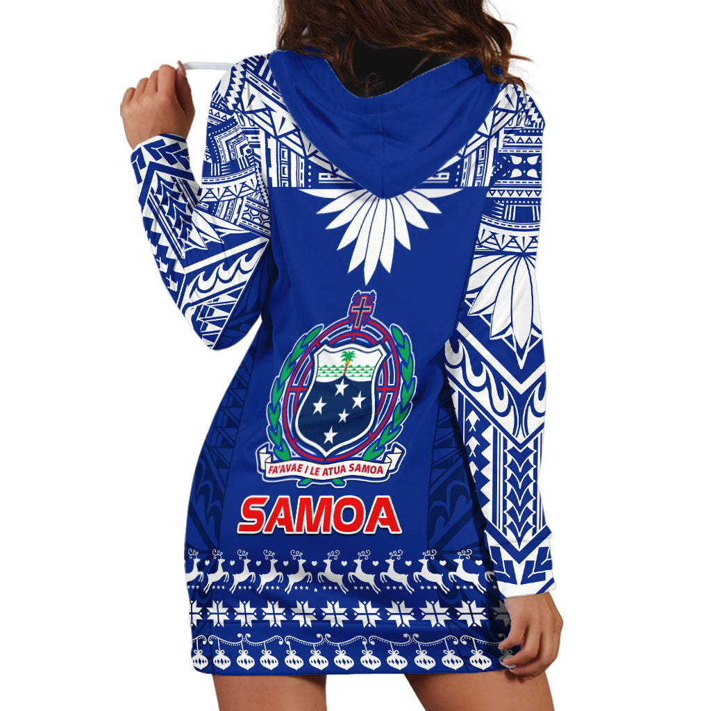 Toa Samoa Christmas Hoodie Dress Samoa Siva Tau Manuia Le Kerisimasi Blue Vibe - Wonder Print Shop