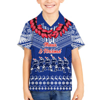 Toa Samoa Christmas Kid Hawaiian Shirt Samoa Siva Tau Manuia Le Kerisimasi Blue Vibe - Wonder Print Shop