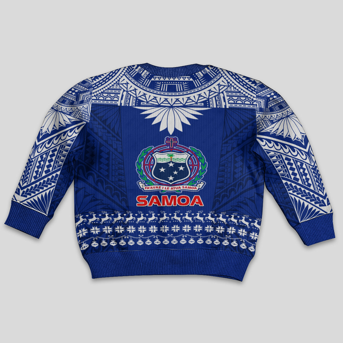 Toa Samoa Christmas Kid Ugly Christmas Sweater Samoa Siva Tau Manuia Le Kerisimasi Blue Vibe - Wonder Print Shop