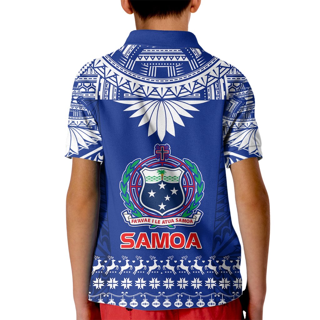 Toa Samoa Christmas Kid Polo Shirt Samoa Siva Tau Manuia Le Kerisimasi Blue Vibe - Wonder Print Shop