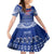 Toa Samoa Christmas Kid Short Sleeve Dress Samoa Siva Tau Manuia Le Kerisimasi Blue Vibe - Wonder Print Shop