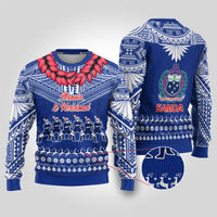 Toa Samoa Christmas Ugly Christmas Sweater Samoa Siva Tau Manuia Le Kerisimasi Blue Vibe - Wonder Print Shop