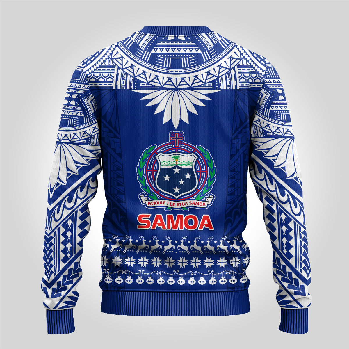 Toa Samoa Christmas Ugly Christmas Sweater Samoa Siva Tau Manuia Le Kerisimasi Blue Vibe - Wonder Print Shop