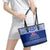 Toa Samoa Christmas Leather Tote Bag Samoa Siva Tau Manuia Le Kerisimasi Blue Vibe - Wonder Print Shop