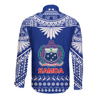 Toa Samoa Christmas Long Sleeve Button Shirt Samoa Siva Tau Manuia Le Kerisimasi Blue Vibe - Wonder Print Shop