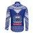 Toa Samoa Christmas Long Sleeve Button Shirt Samoa Siva Tau Manuia Le Kerisimasi Blue Vibe - Wonder Print Shop