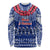 Toa Samoa Christmas Long Sleeve Shirt Samoa Siva Tau Manuia Le Kerisimasi Blue Vibe - Wonder Print Shop