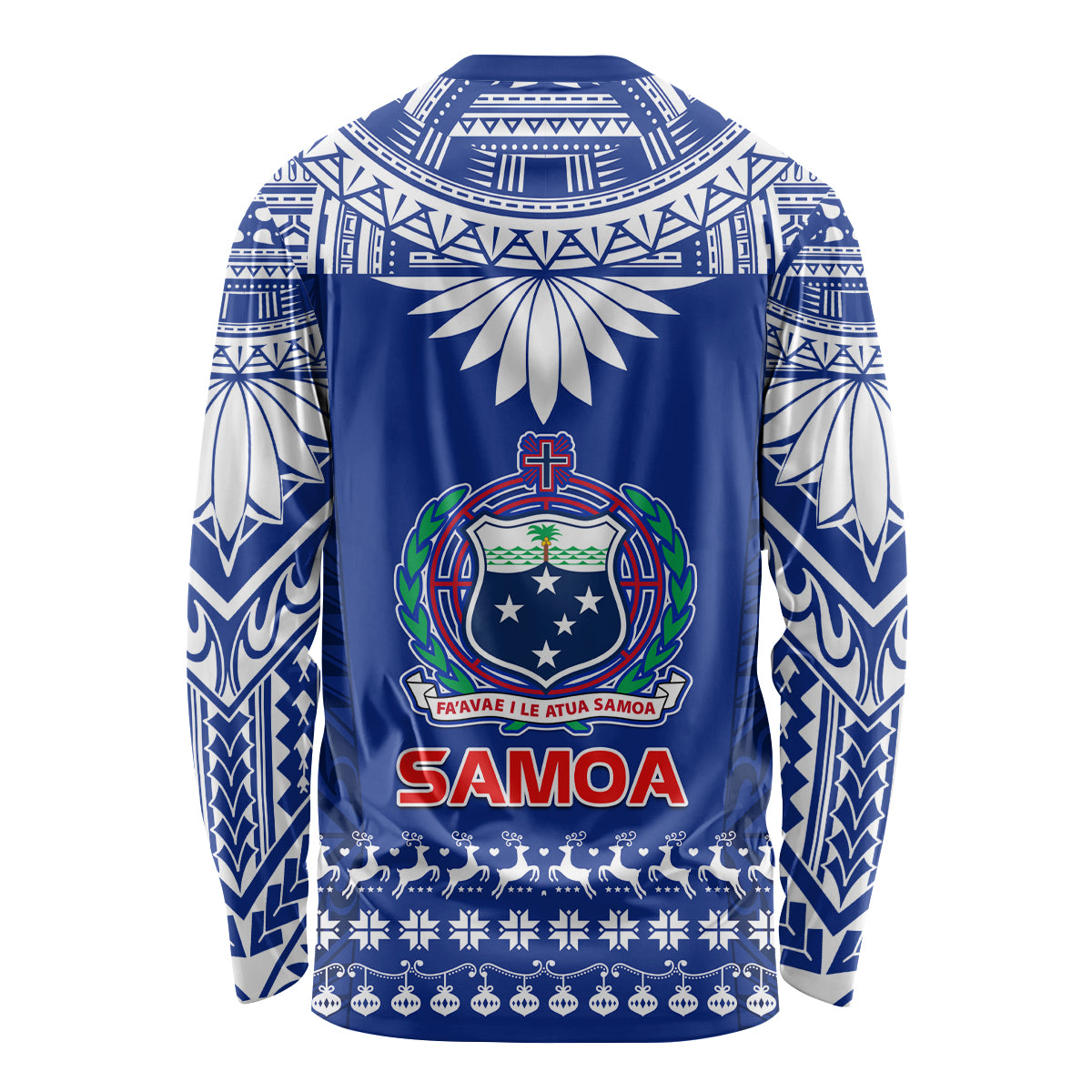 Toa Samoa Christmas Long Sleeve Shirt Samoa Siva Tau Manuia Le Kerisimasi Blue Vibe - Wonder Print Shop