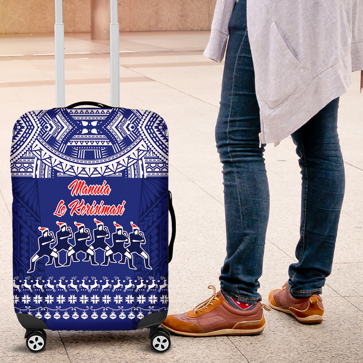Toa Samoa Christmas Luggage Cover Samoa Siva Tau Manuia Le Kerisimasi Blue Vibe - Wonder Print Shop
