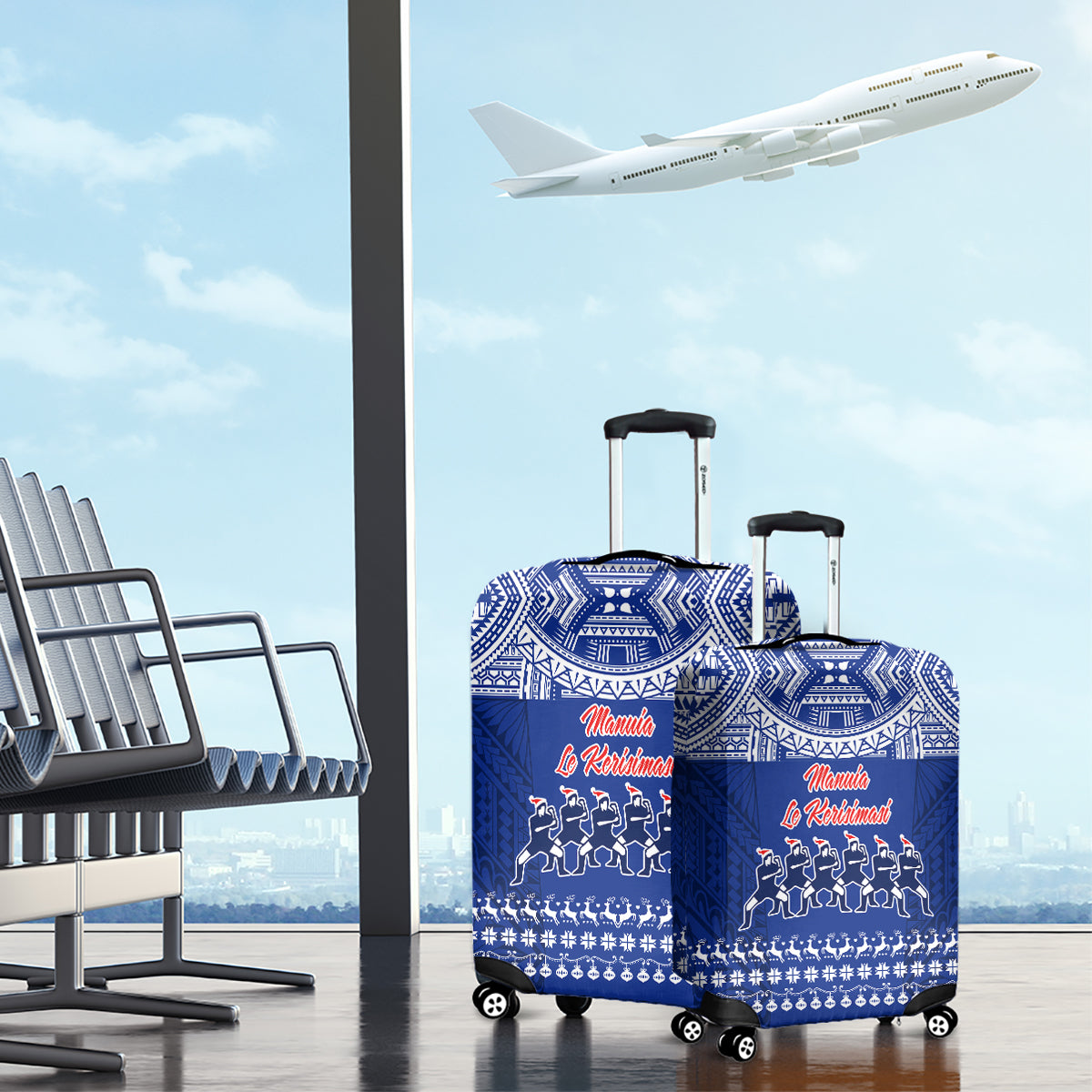 Toa Samoa Christmas Luggage Cover Samoa Siva Tau Manuia Le Kerisimasi Blue Vibe - Wonder Print Shop