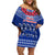 Toa Samoa Christmas Off Shoulder Short Dress Samoa Siva Tau Manuia Le Kerisimasi Blue Vibe - Wonder Print Shop