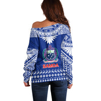 Toa Samoa Christmas Off Shoulder Sweater Samoa Siva Tau Manuia Le Kerisimasi Blue Vibe - Wonder Print Shop